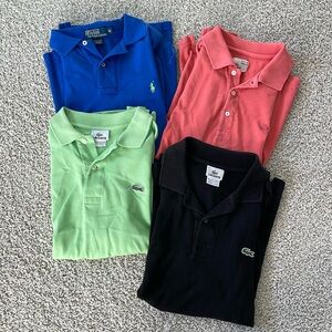 Men's Lacoste and Ralph Lauren polo shirts. Size medium.